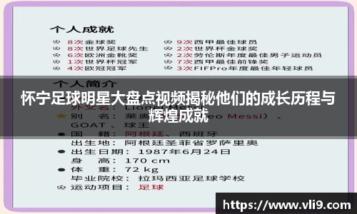 怀宁足球明星大盘点视频揭秘他们的成长历程与辉煌成就